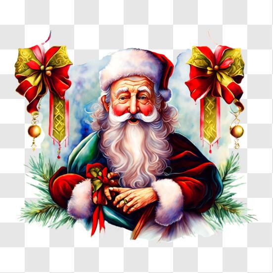 Télécharger Peinture du Père Noël avec barbe et vêtements rouges
