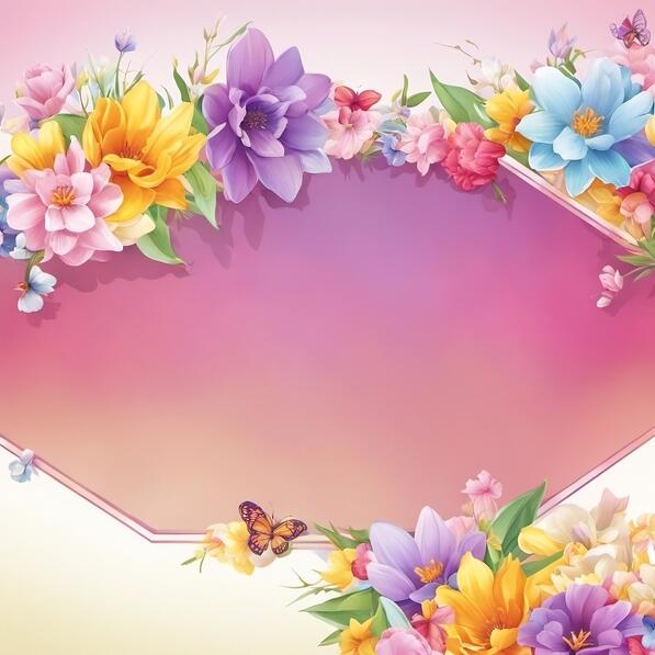 Download Colorful Floral Frame with Butterflies and Flowers on Pink ...