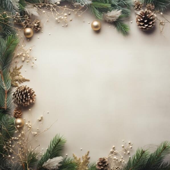 Download Christmas Frame with Pine Cones and Ornaments on Beige ...