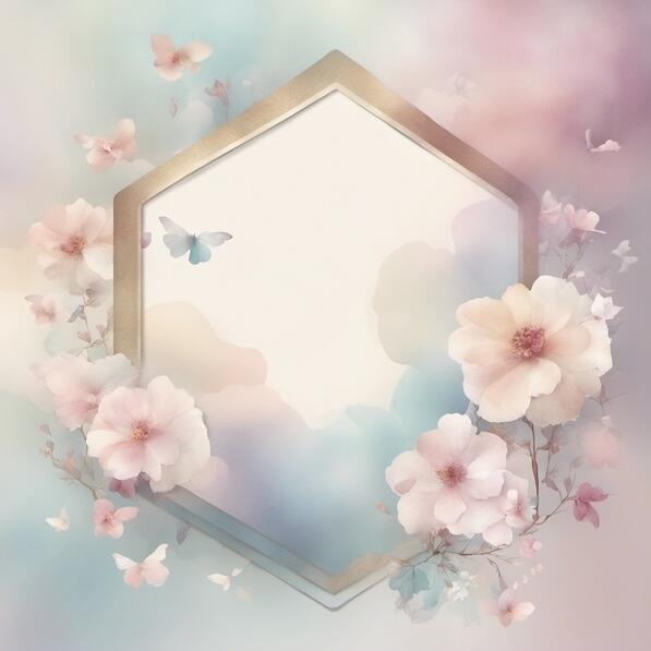 Download Hexagonal Floral Frame with Flowers and Butterflies ...