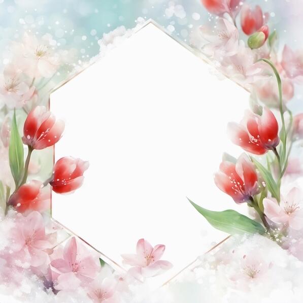 Download Hexagonal Frame with Pink and White Flowers Background ...