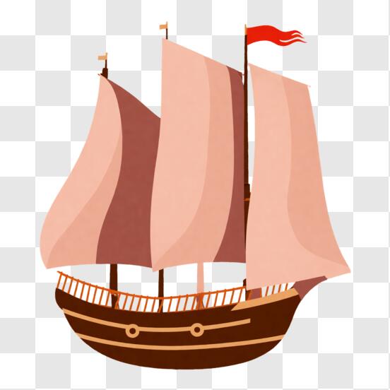 Download Colorful Cartoon of an Old Sailing Ship PNG Online - Creative  Fabrica