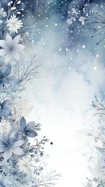 Download Watercolor Background with Blue and White Flowers and ...