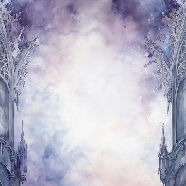 Gothic Structure Background Download Ornate Gothic Structure Watercolor Painting with Clouds ...