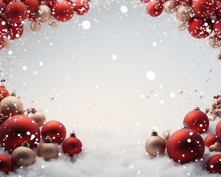 Download Red and White Christmas Balls on Snowy Background Backgrounds ...