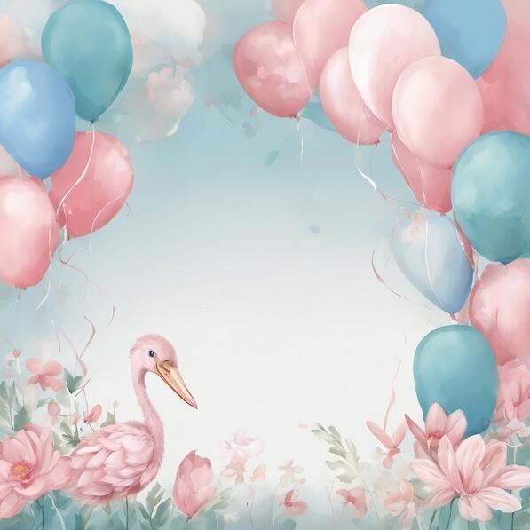 Pink Floral And Flamingo Round Valentines Backdrop