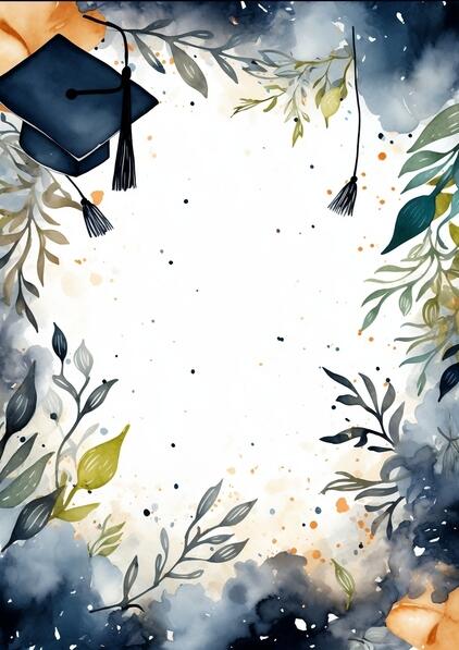 Download Graduation Print with Watercolor Background and Decorative ...