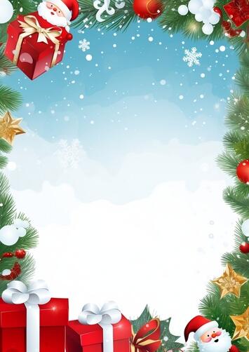 Christmas Frame with Presents, Snowflakes, and Santa Claus Christmas Frame with Presents, Snowflakes, and Santa Claus thumbnail