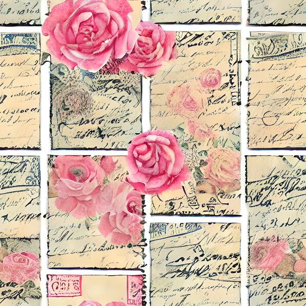Postcard Color Patterns Download Vintage Postcards with Pink Roses Collage Patterns Online ...