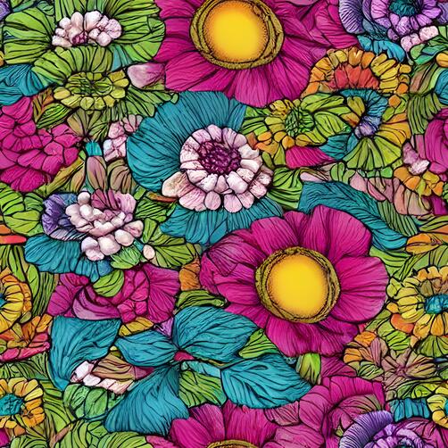 Colorful Flower Pattern on Dark Background Colorful Flower Pattern on Dark Background thumbnail