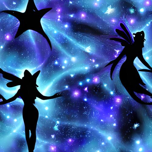 Silhouettes of Fairies in a Starry Sky Silhouettes of Fairies in a Starry Sky thumbnail