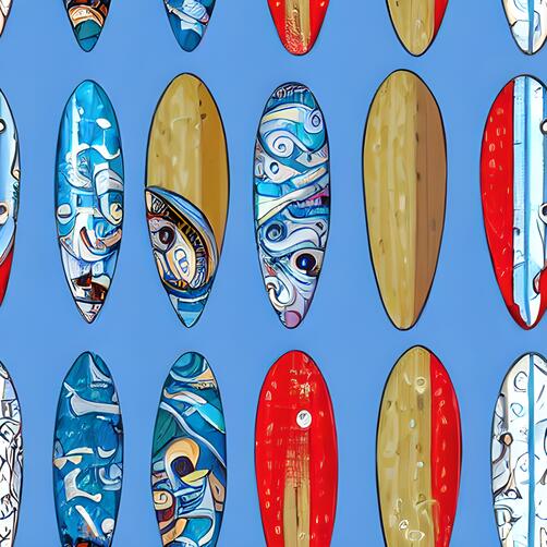 Colorful Surfboards on a Blue Background Colorful Surfboards on a Blue Background thumbnail
