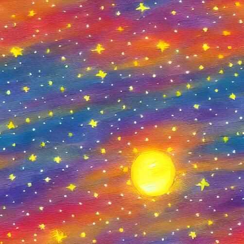Abstract Watercolor Painting of Starry Sky with Sun Abstract Watercolor Painting of Starry Sky with Sun thumbnail