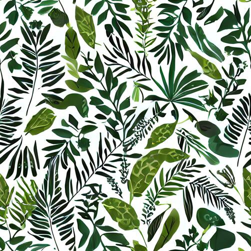 Green Leaves and Plants Seamless Pattern on White Background Green Leaves and Plants Seamless Pattern on White Background thumbnail