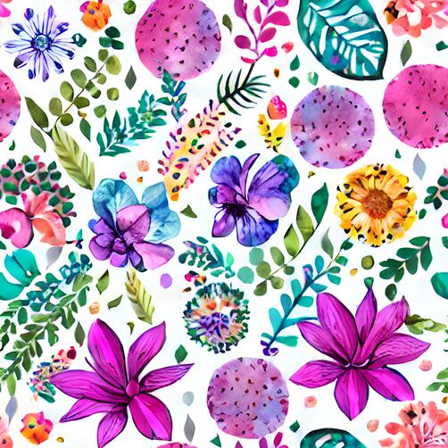 Colorful Flowers and Leaves Seamless Pattern on White Background Colorful Flowers and Leaves Seamless Pattern on White Background thumbnail