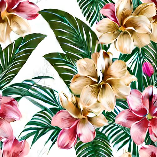 Seamless Tropical Flowers Pattern in Pink, Yellow, and Green Tones Seamless Tropical Flowers Pattern in Pink, Yellow, and Green Tones thumbnail