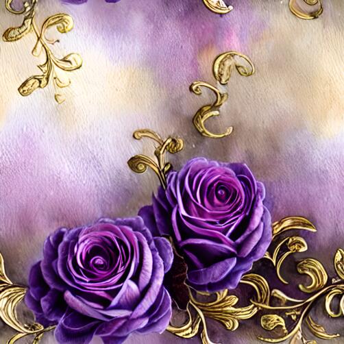 Floral Painting with Purple Roses and Gold Accents Floral Painting with Purple Roses and Gold Accents thumbnail