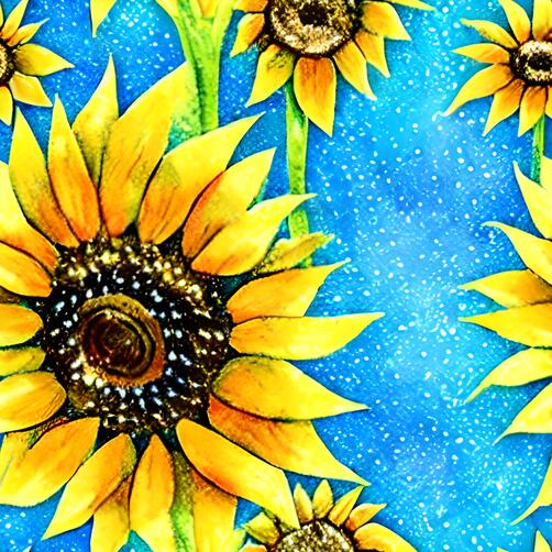 Watercolor Painting of Sunflowers on Blue Background Watercolor Painting of Sunflowers on Blue Background thumbnail