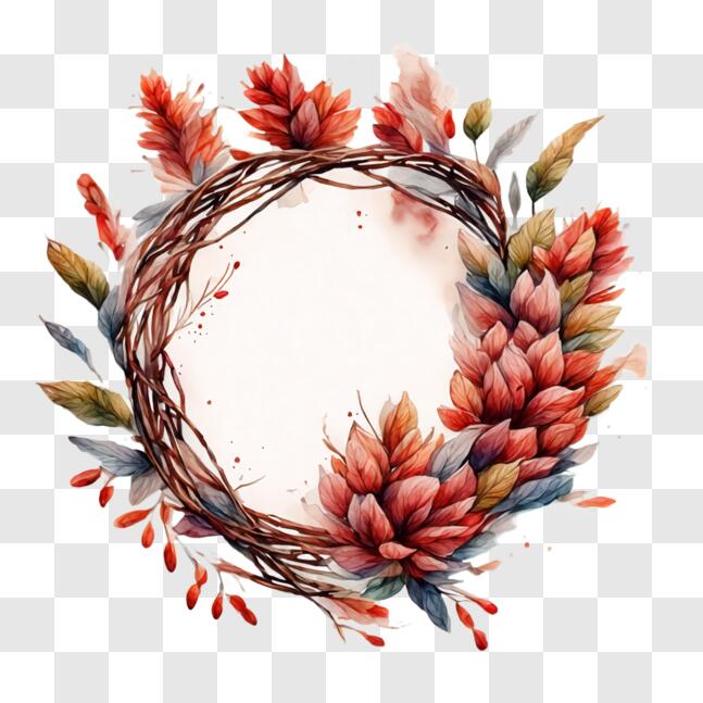 Download Fall Wreath made of Leaves for Seasonal Decor PNG Online ...