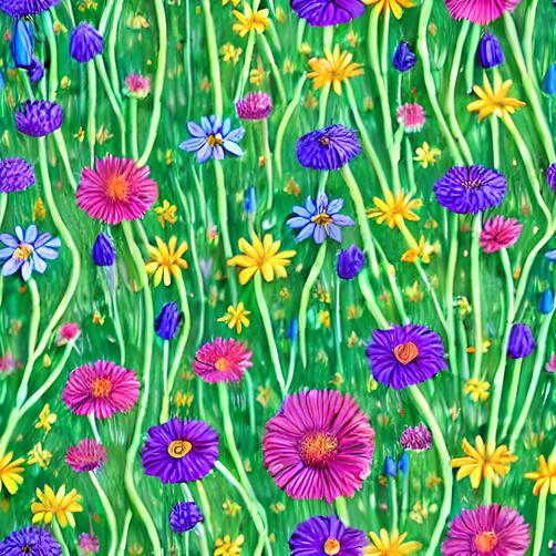 Colorful Flower Field with Green Grass and Leaves Colorful Flower Field with Green Grass and Leaves thumbnail