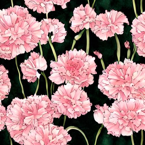 Seamless Pink Carnation Pattern on a Black Background Seamless Pink Carnation Pattern on a Black Background thumbnail
