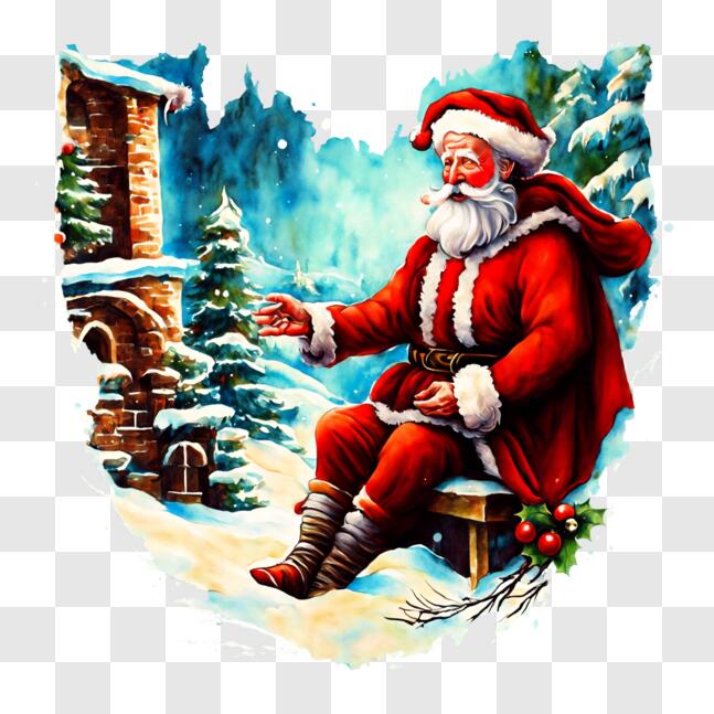 Download Santa Claus Ready to Give Gifts in a Festive Setting PNG ...