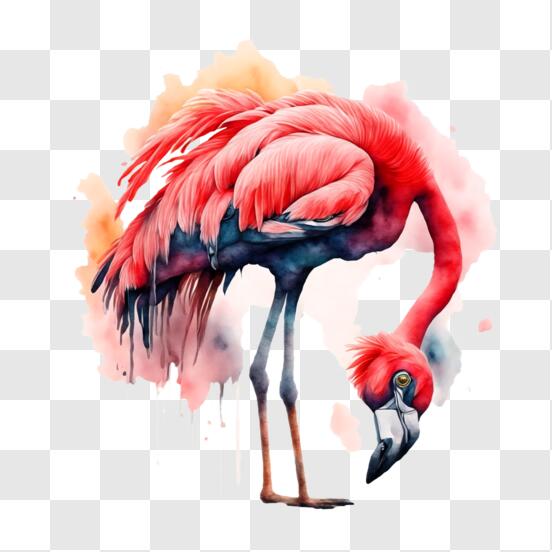 Download Abstract Painting of a Pink Flamingo on Black Background PNGs ...