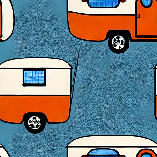 Seamless Camper Van Pattern in Orange and White Seamless Camper Van Pattern in Orange and White thumbnail