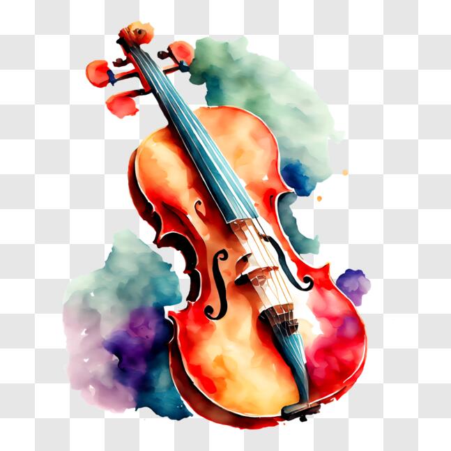 Download Colorful Watercolor Violin on Abstract Black Background PNGs ...