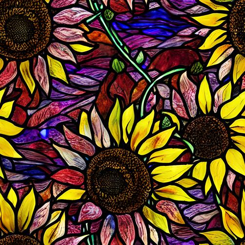 Colorful Stained Glass Sunflowers Artwork Colorful Stained Glass Sunflowers Artwork thumbnail