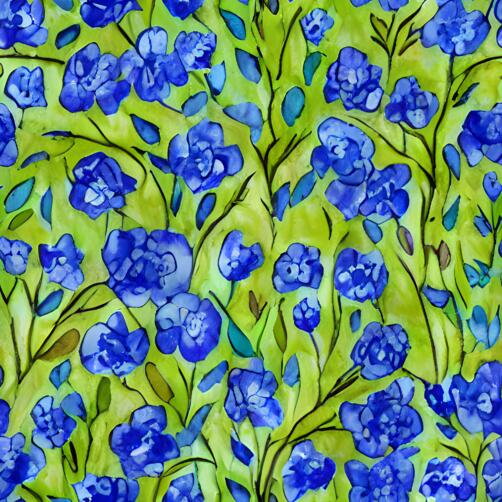 Abstract Blue Flowers on Green Background Abstract Blue Flowers on Green Background thumbnail