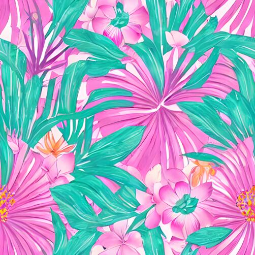 Seamless Pink and Green Tropical Flowers Pattern Seamless Pink and Green Tropical Flowers Pattern thumbnail