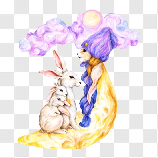 Disegno di coniglietti pasquali da colorare · Creative Fabrica