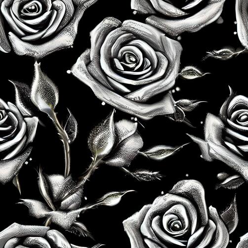 White Roses Seamless Pattern on Black Background White Roses Seamless Pattern on Black Background thumbnail