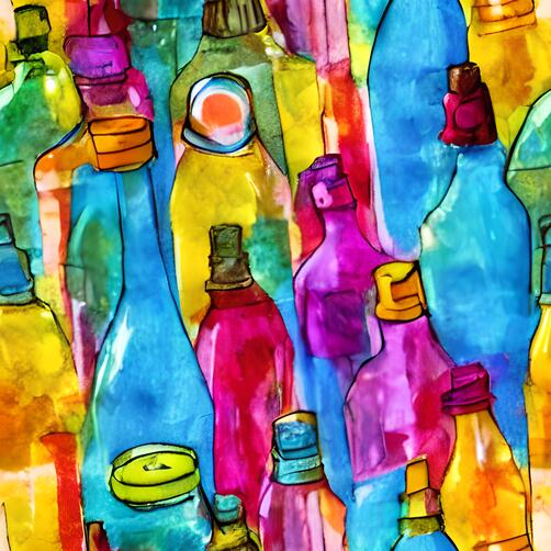 Colorful Plastic Bottles Watercolor Painting Colorful Plastic Bottles Watercolor Painting thumbnail