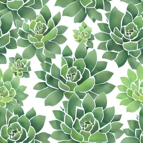 Seamless Pattern of Green Succulents on a White Background Seamless Pattern of Green Succulents on a White Background thumbnail