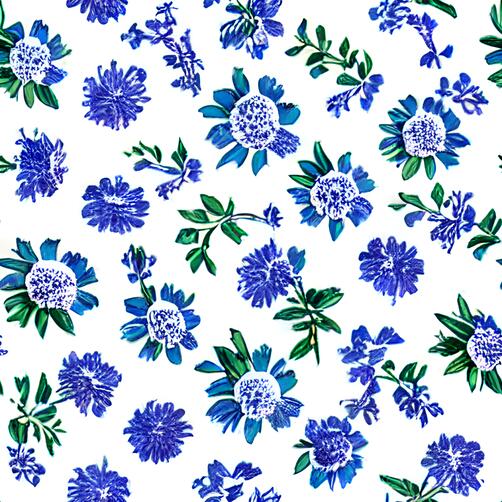 Seamless Blue Flower Pattern on White Background Seamless Blue Flower Pattern on White Background thumbnail