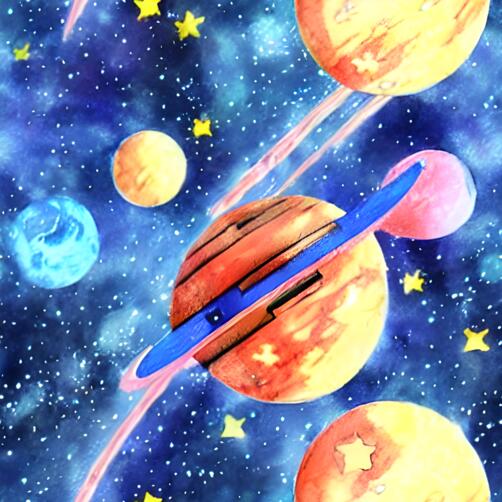 Watercolor Space Art with Planets and Stars Watercolor Space Art with Planets and Stars thumbnail