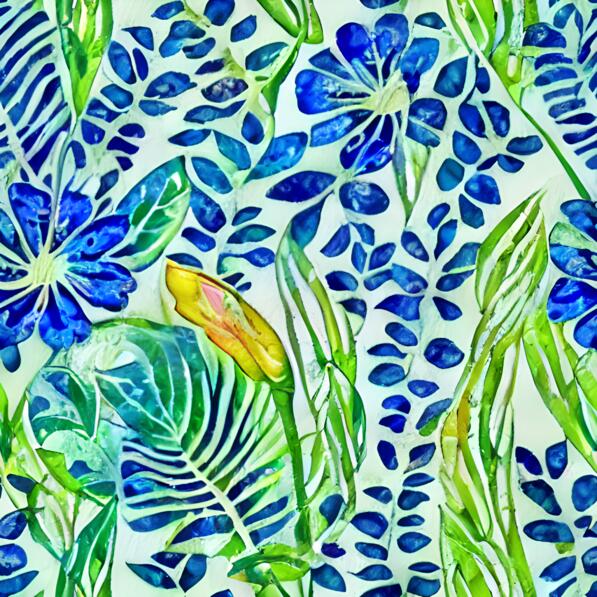 Download Tropical Plants and Flowers Watercolor Painting on White ...