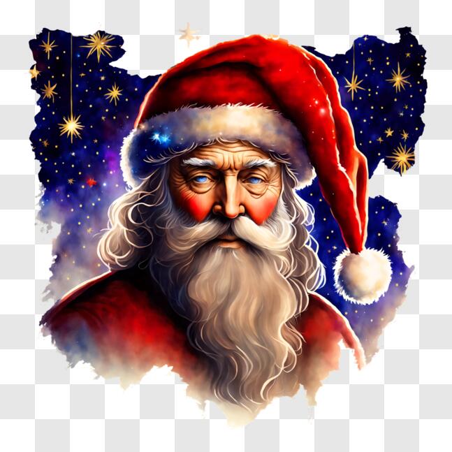 Download Portrait of Santa Claus with festive red and white attire PNGs ...