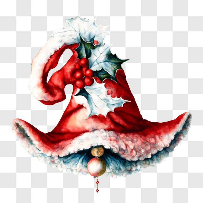 Download Festive Red Santa Hat Ornament PNG Online - Creative Fabrica