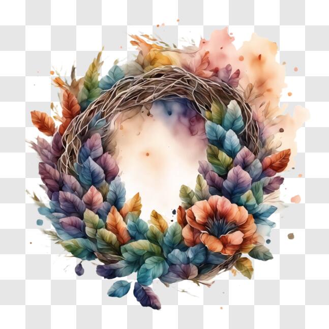 Download Fall Watercolor Wreath - Beautiful Autumn Decoration PNG ...