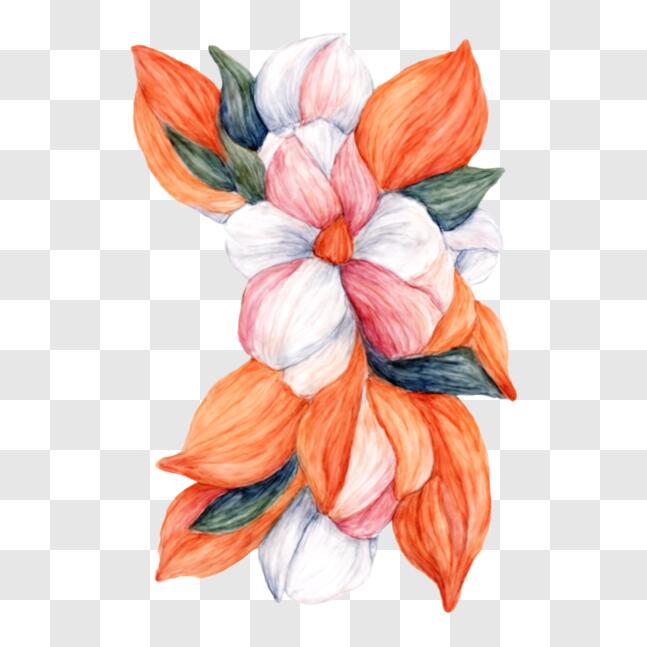 Download Watercolor Painting of Colorful Bouquet of Flowers PNGs Online ...