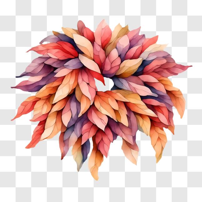 Download Colorful Leaf Wreath for Vibrant Decor PNG Online - Creative ...