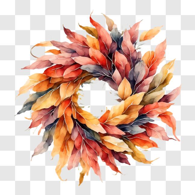 Download Colorful Autumn Leaf Wreath - Fall Season Decoration PNG ...