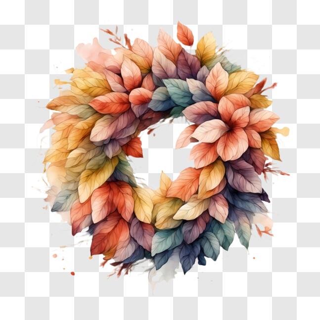 Download Colorful Leaf Wreath for Home Decoration PNG Online - Creative ...