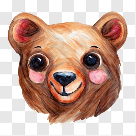 Scarica Dipinto ad acquerello di una testa di orso bruno PNG