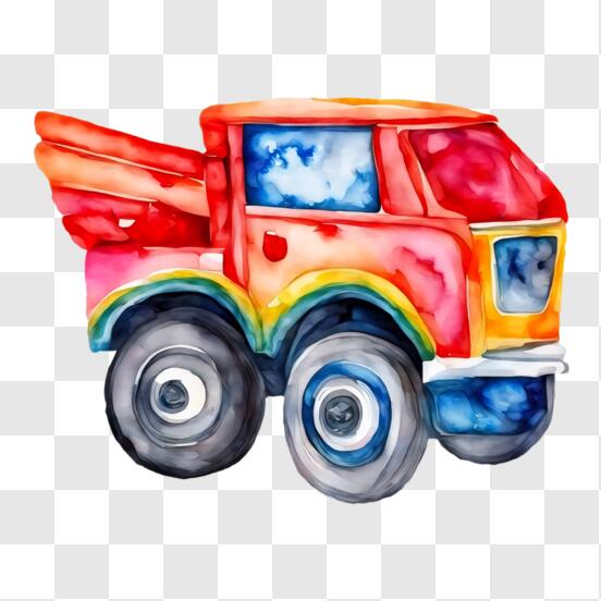Baixe Caminhão de Brinquedo Colorido com Desenhos de Frutas e Sorvetes PNG  - Creative Fabrica