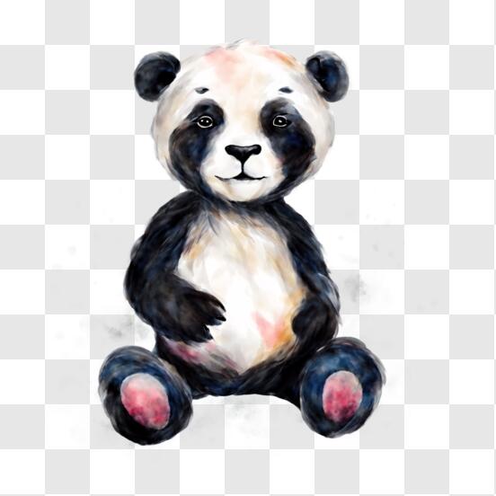 Quadro Decorativo Infantil Ursinho Panda Desenho Aquarela