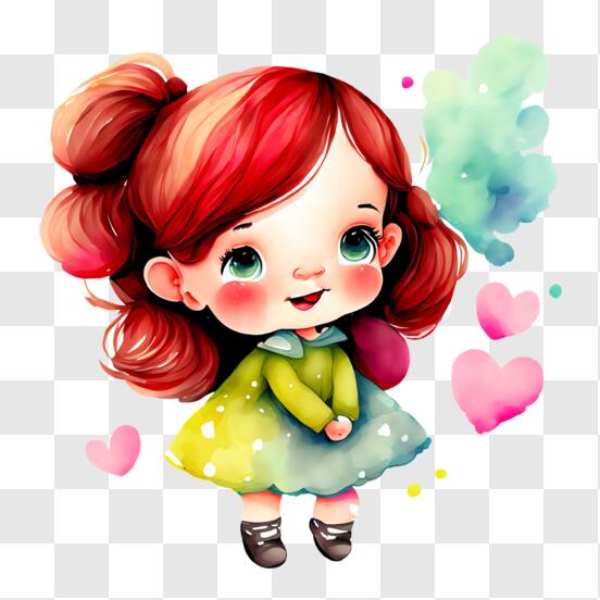 Download Cute Cartoon Character with Pink Dress and Wine Glass PNG Online -  Creative Fabrica